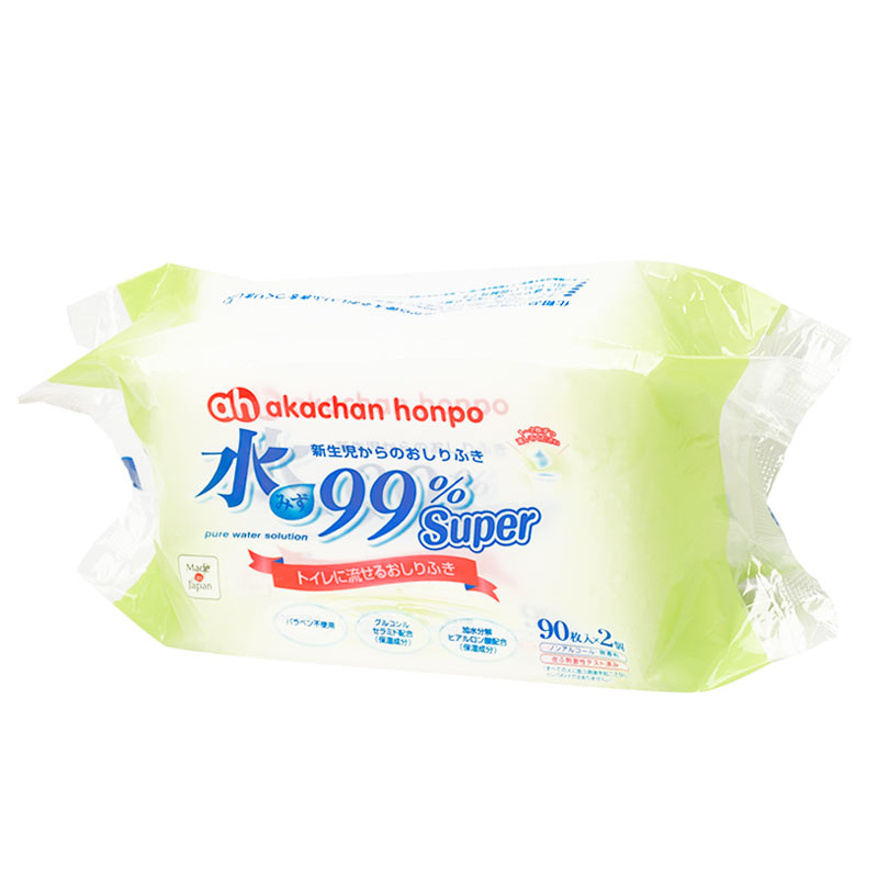 水99% Super トイレに流せるおしりふき 90枚×2個 新生児からのおしりふき 流せる