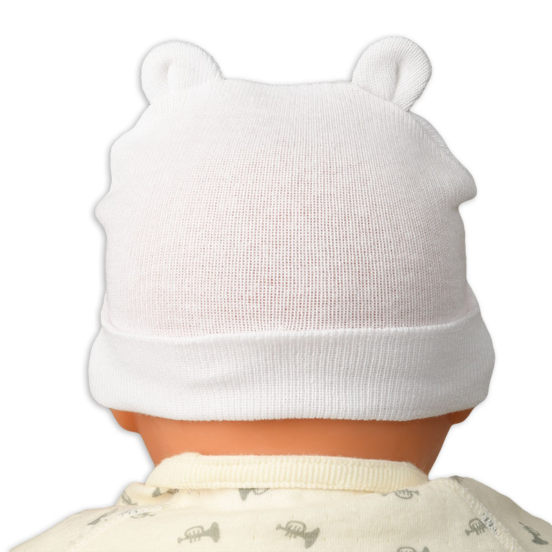 ニット帽 クマ 生まれてすぐにかぶれるサイズ オフホワイト オフホワイト 32~36cm