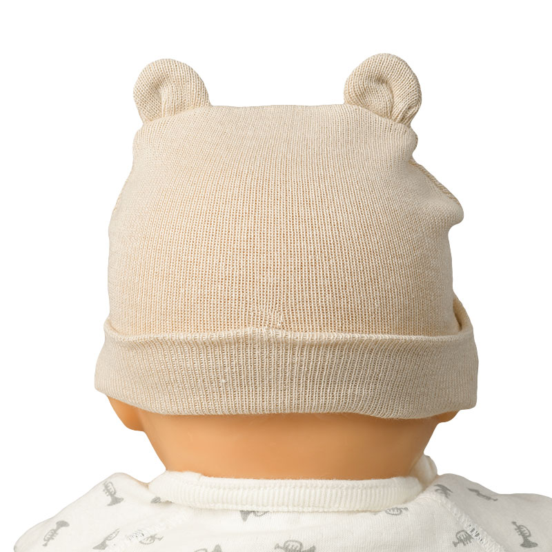 ニット帽 クマ 生まれてすぐにかぶれるサイズ ベージュ ベージュ 32~36cm