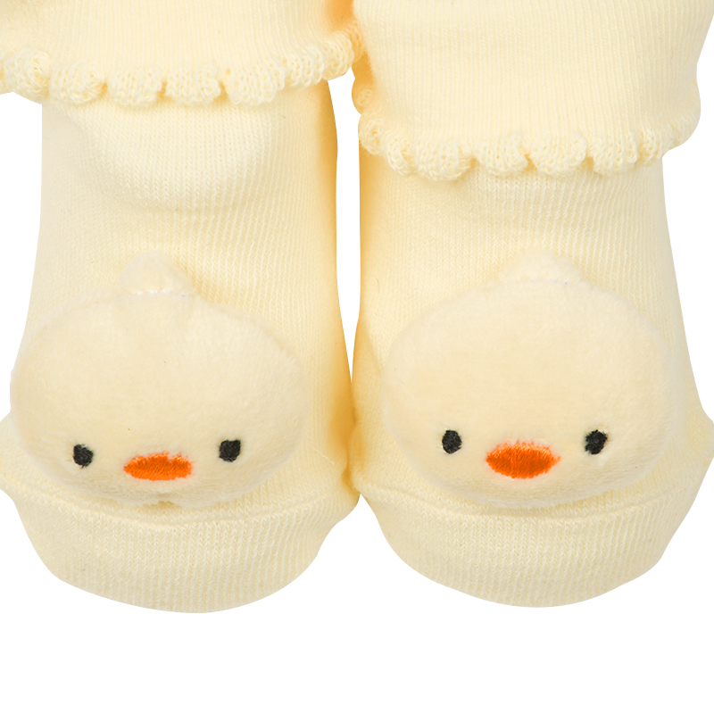 ぬいぐるみ付ソックス ひよこ クリーム 7~9cm