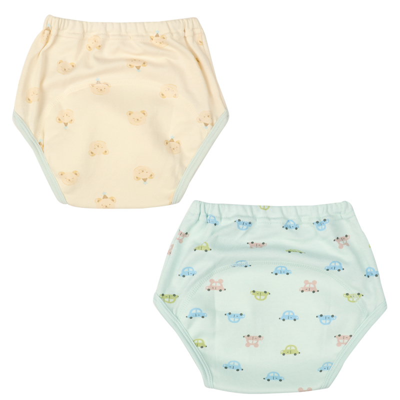 【SALE】3層トレーニングパンツ 2枚組 くま×くるま サックス サックス 100cm