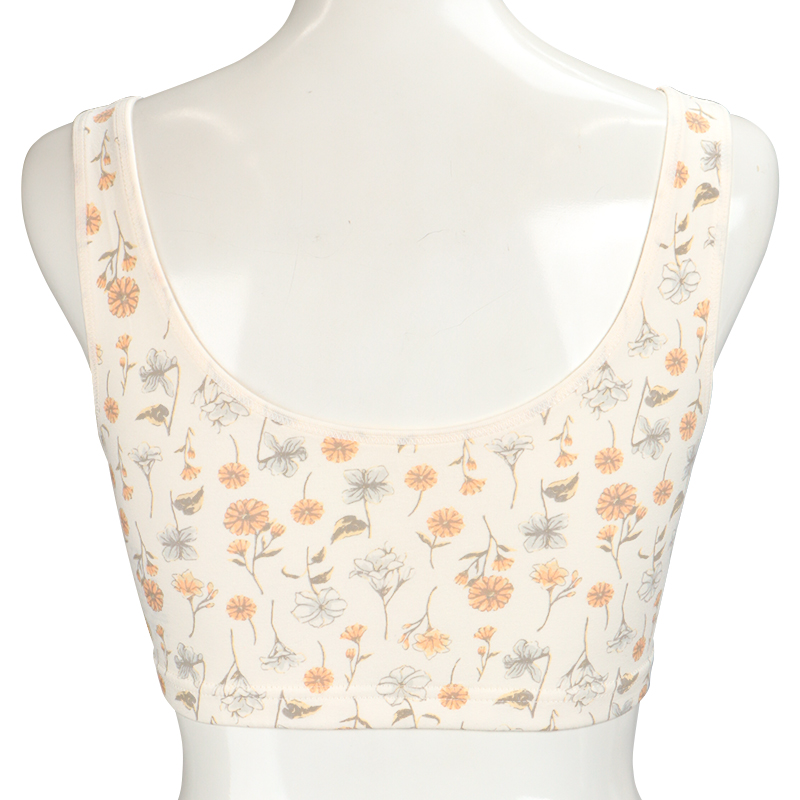 【SALE】オーガニックコットン ハーフトップ 花柄 アイボリー アイボリー M