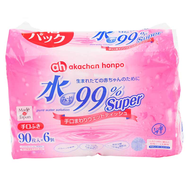 水99% Super 手口ウェット 90枚×6個 生まれたての赤ちゃんのために 手口ウェット