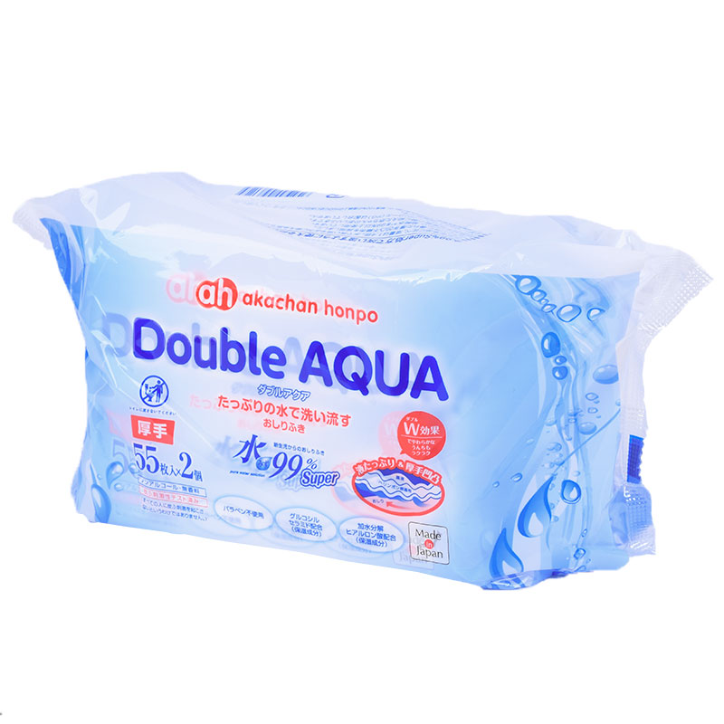 水99% Super ダブルアクア 厚手 55枚×2個 新生児からのおしりふき 厚手
