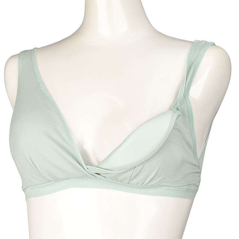 ラクラク授乳ハーフトップ リブ(ホックタイプ) グリーン グリーン M
