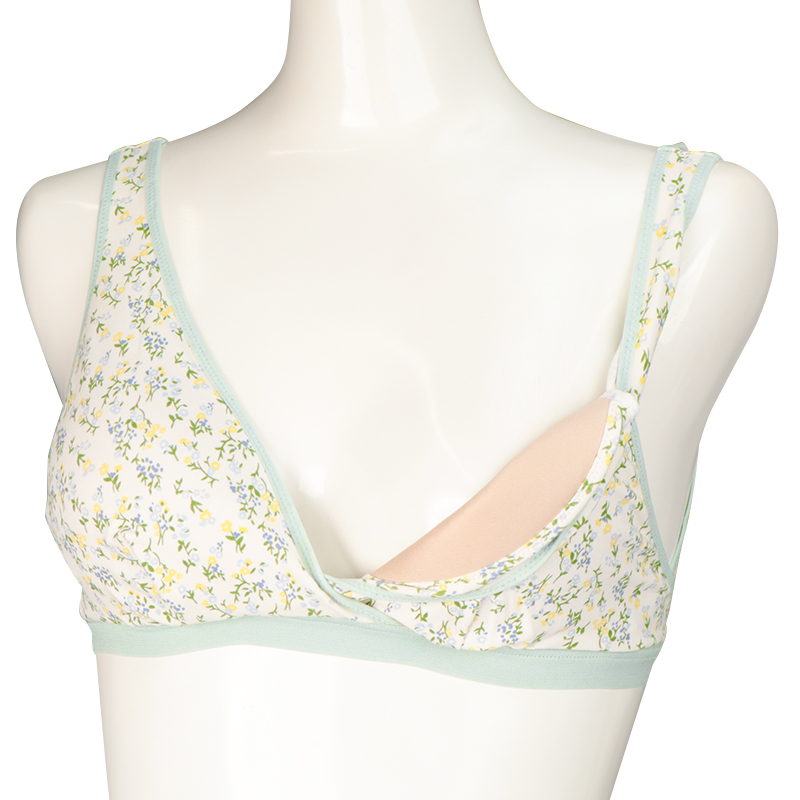【SALE】ラクラク授乳ハーフトップ花柄(ホックタイプ) グリーン グリーン M