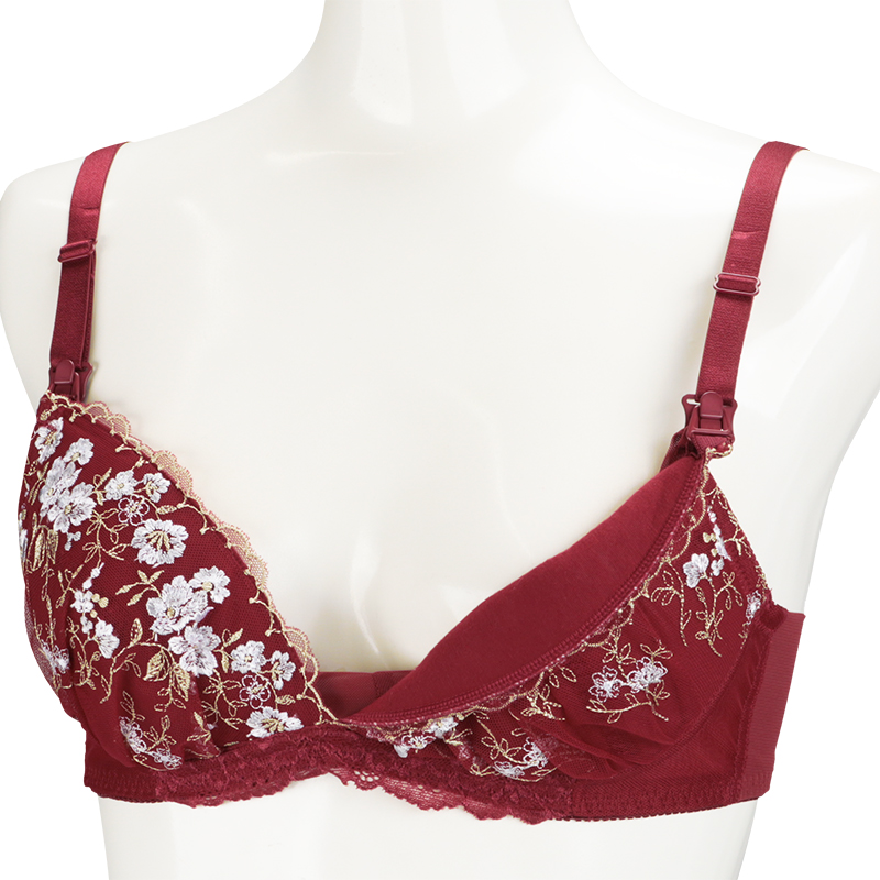 【SALE】シルエットキレイノンワイヤーブラ花柄(授乳機能付) レッド レッド LL