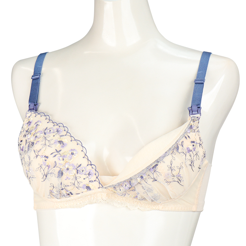 【SALE】シルエットキレイノンワイヤーブラ花柄(授乳機能付) アイボリー アイボリー LL