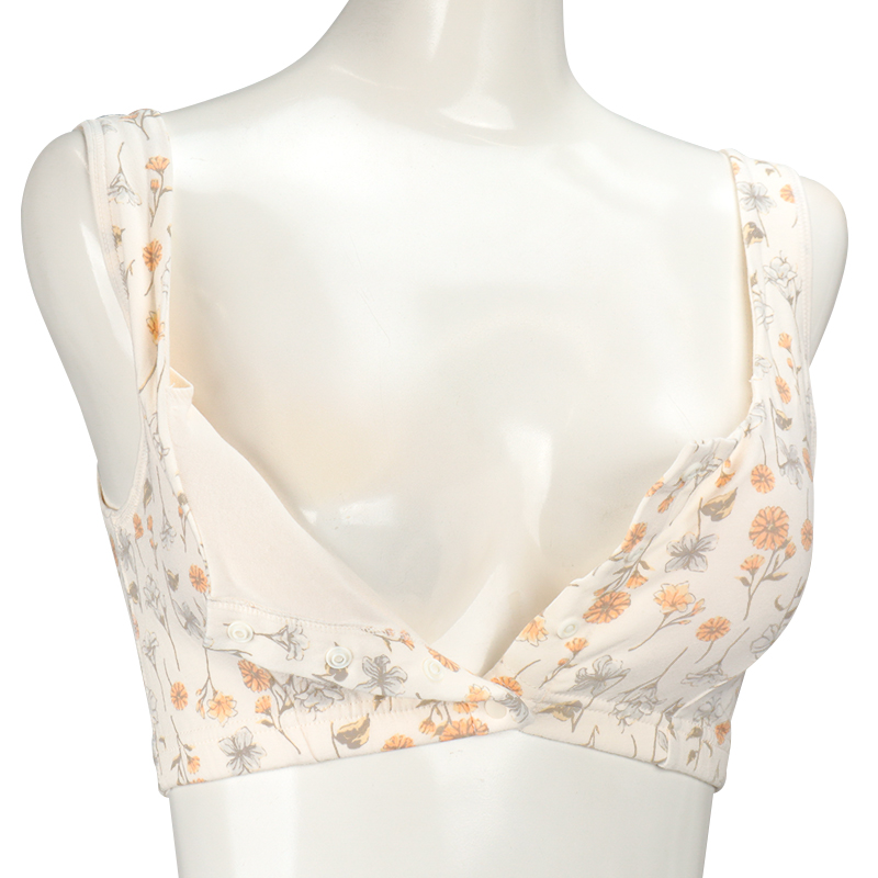 【SALE】オーガニックコットン ハーフトップ 花柄 アイボリー アイボリー M