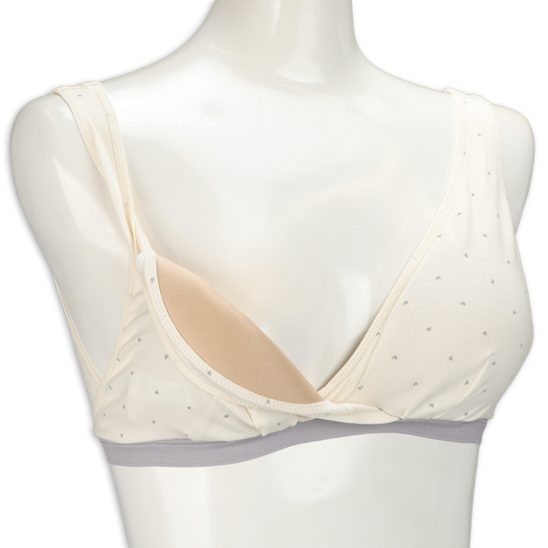 ラクラク授乳ハーフトップ ハート柄(ホックタイプ) グレー グレー M