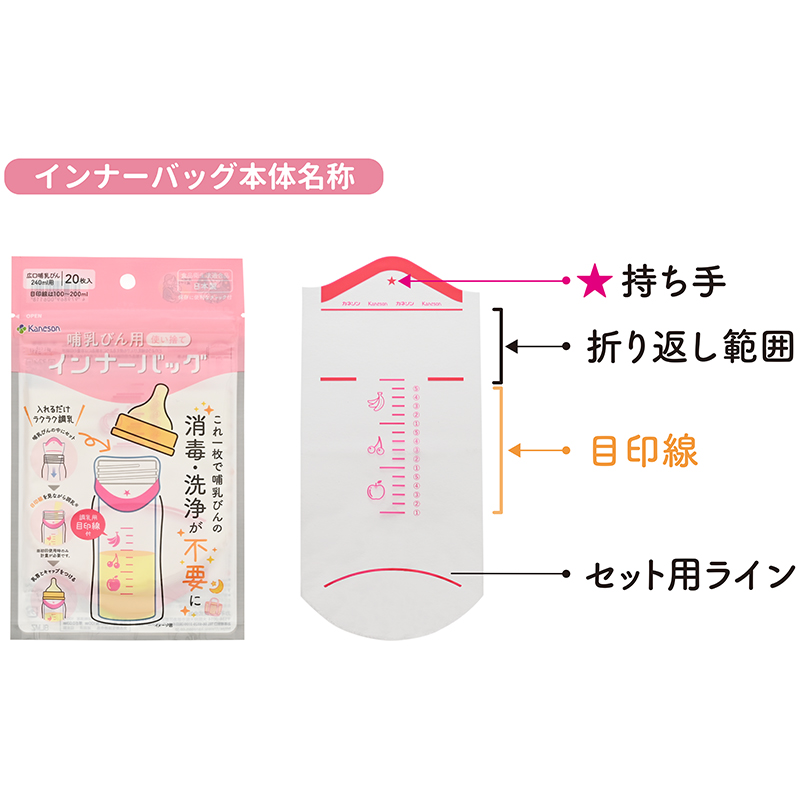 哺乳びん用 インナーバッグ 20枚入(メモリ付)