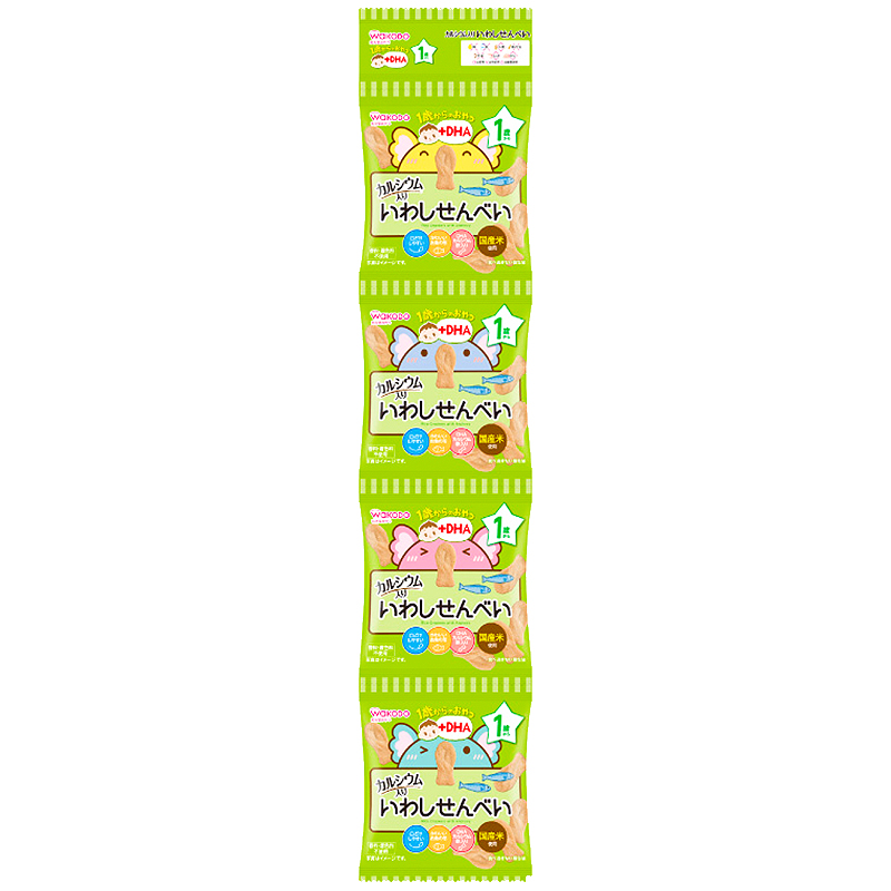 吊り下げ菓子 1歳からのおやつ+DHA いわしせんべい 4連