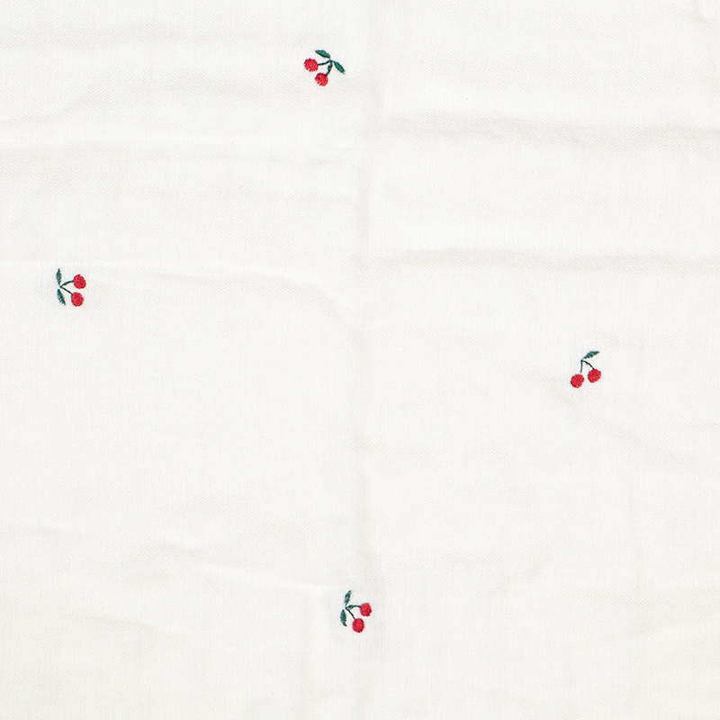 おくるみ6重ガーゼ刺繍 ホワイト チェリー ホワイト 85×85cm