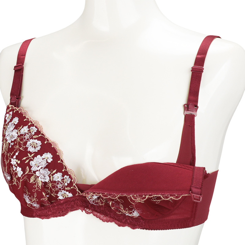 【SALE】シルエットキレイノンワイヤーブラ花柄(授乳機能付) レッド レッド LL