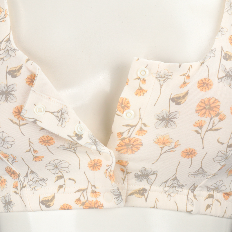 【SALE】オーガニックコットン ハーフトップ 花柄 アイボリー アイボリー M