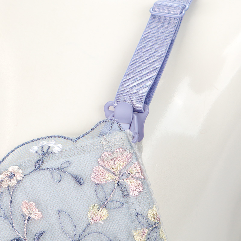 シルエットキレイノンワイヤーブラ 花柄 ブルー ブルー M