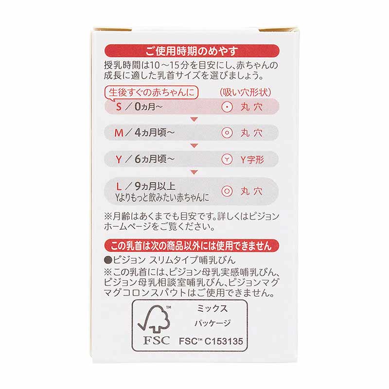 スリムタイプ 乳首 (シリコーンゴム製) 4ヵ月~ M 2個入 4ヵ月~