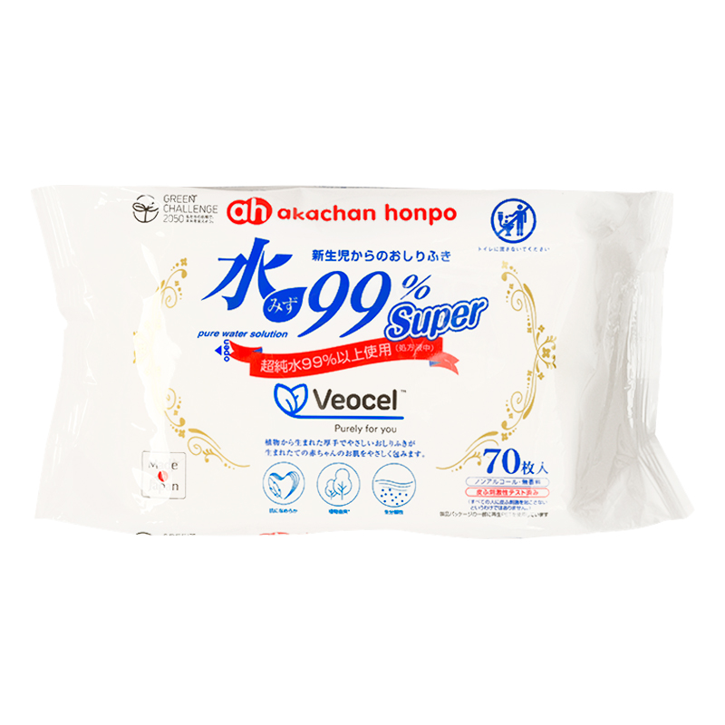 水99% Super プレミアム VEOCEL(TM) (ヴェオセル(TM)) 70枚×12個 新生児からのおしりふき 厚手