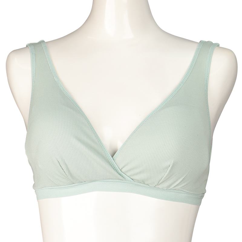ラクラク授乳ハーフトップ リブ(ホックタイプ) グリーン グリーン M