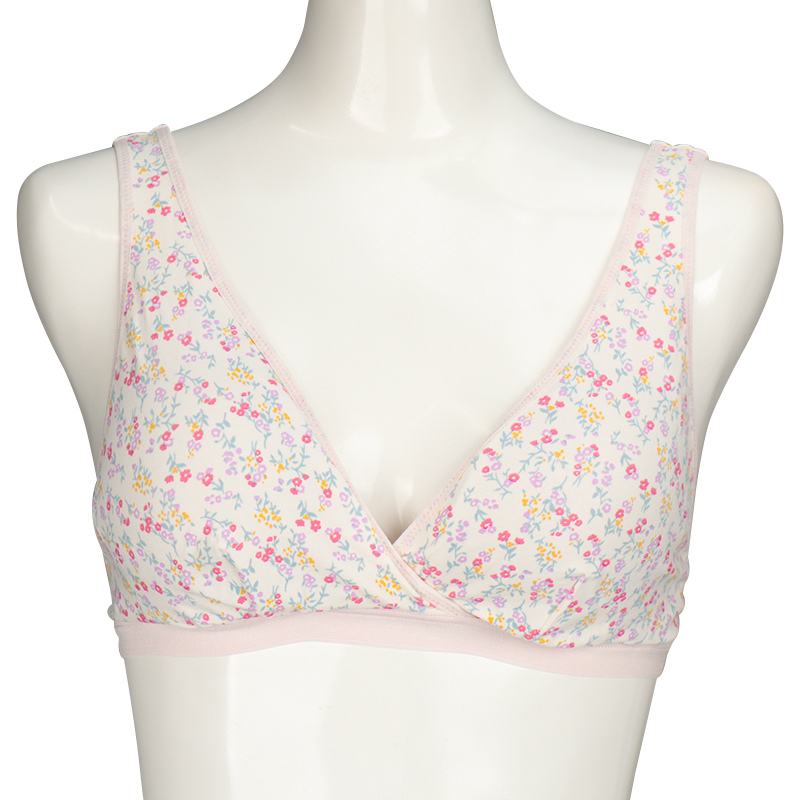 【SALE】ラクラク授乳ハーフトップ花柄(ホックタイプ) ピンク ピンク M
