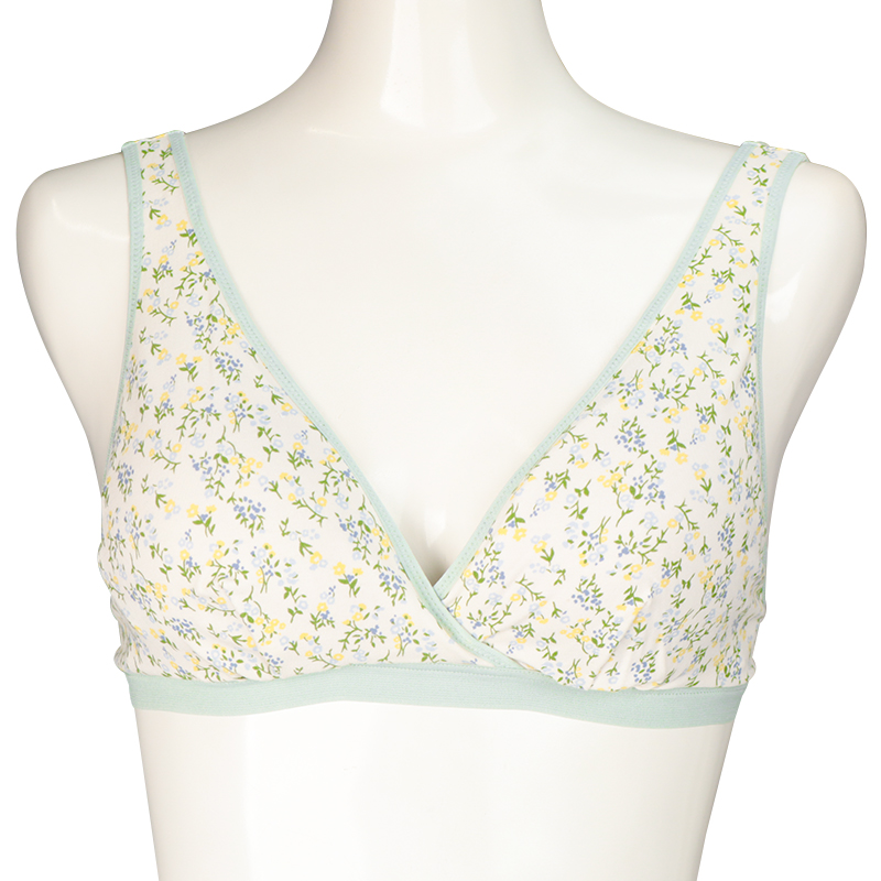 【SALE】ラクラク授乳ハーフトップ花柄(ホックタイプ) グリーン グリーン M