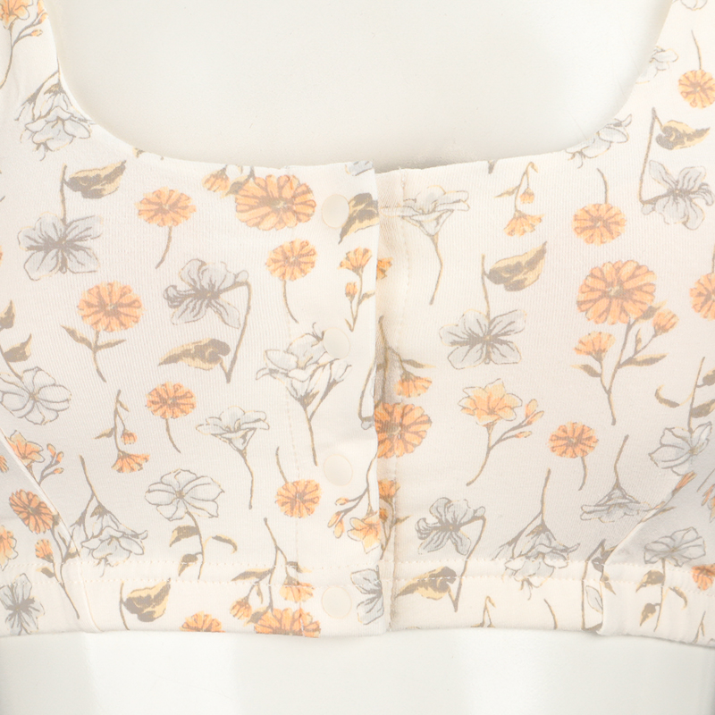 【SALE】オーガニックコットン ハーフトップ 花柄 アイボリー アイボリー M