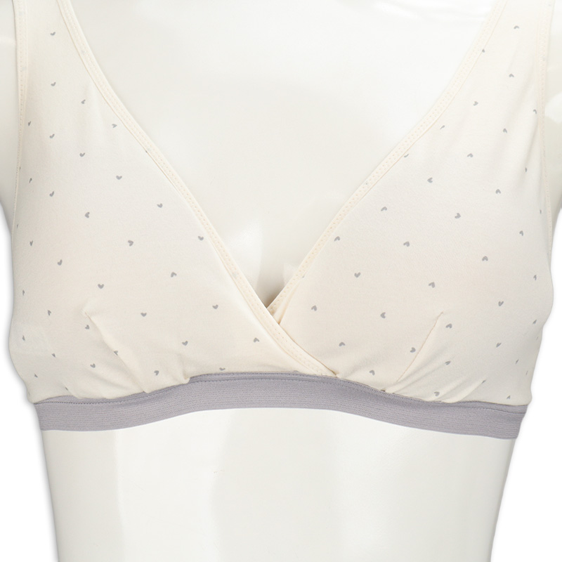 ラクラク授乳ハーフトップ ハート柄(ホックタイプ) グレー グレー M