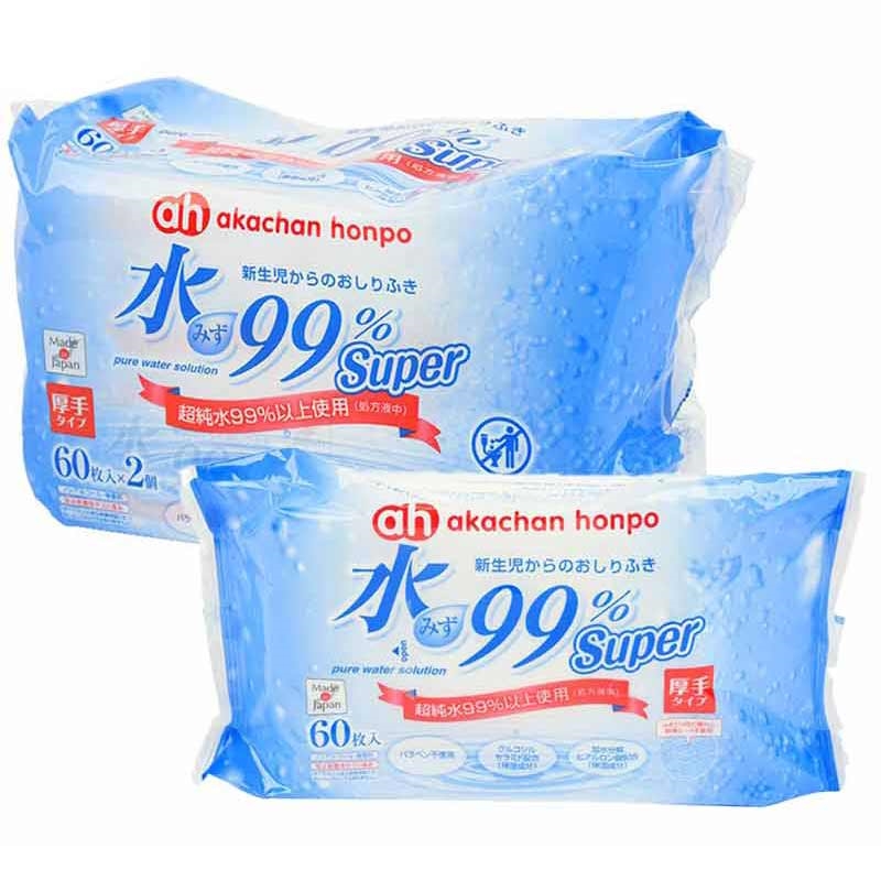 水99% Super 厚手 60枚×2個 新生児からのおしりふき 厚手
