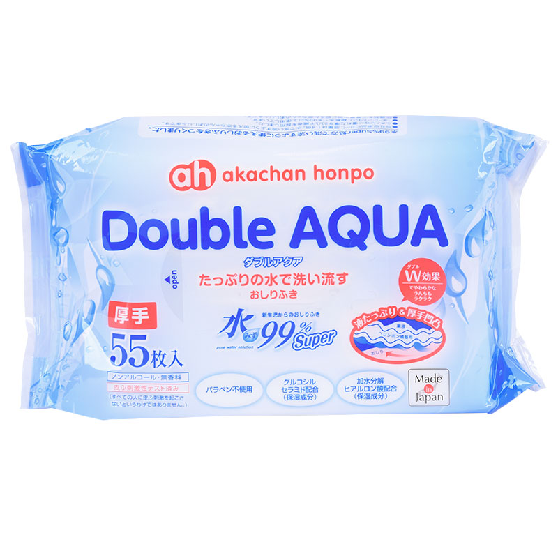 水99% Super ダブルアクア 厚手 55枚×12個 新生児からのおしりふき 厚手