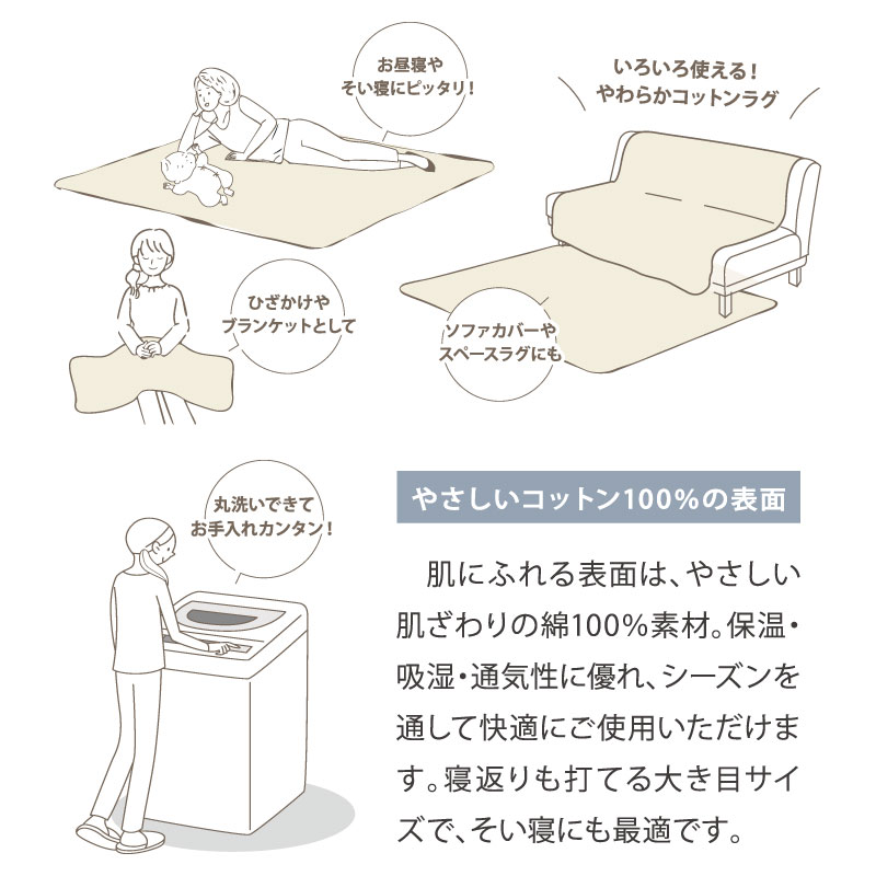 maison baby 丸洗いができるコロンとラグ 120×120cm アイボリー アイボリー