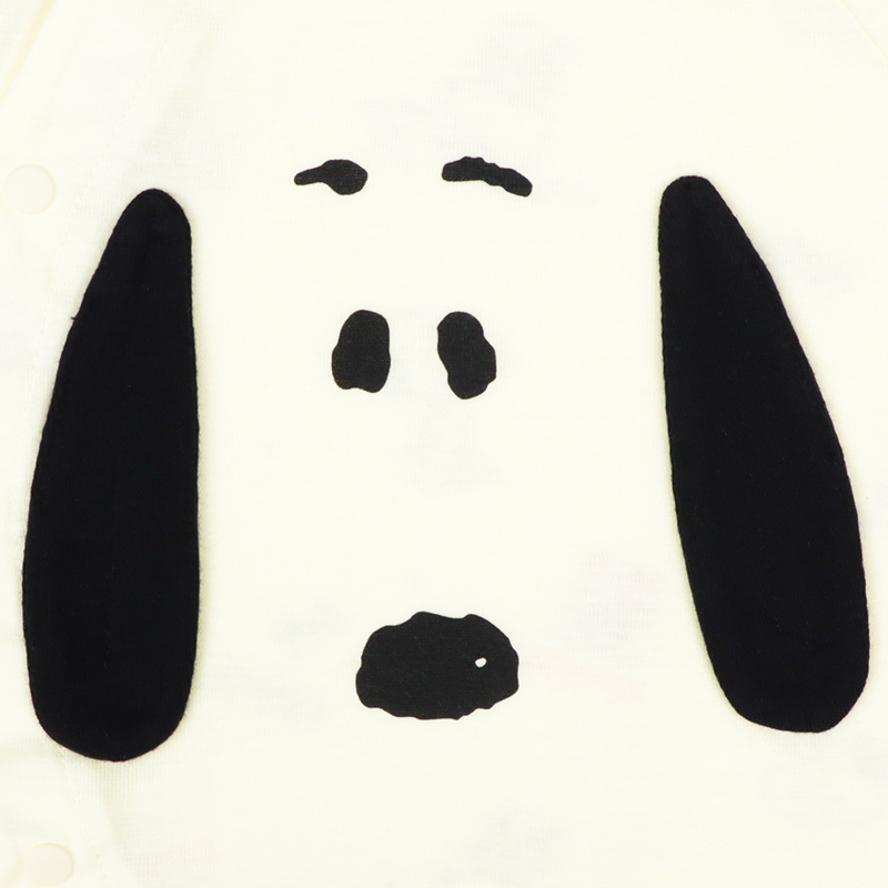 半袖 ドレスオール スヌーピー フェイスモチーフ ホワイト 50~60cm