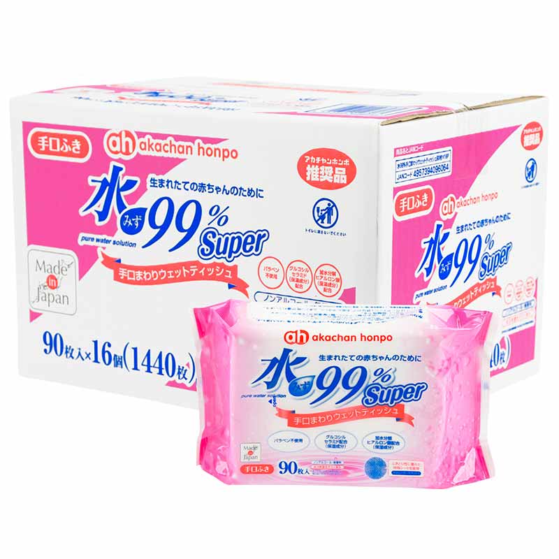 【通販限定】水99% Super 手口ウェット 90枚×16個 生まれたての赤ちゃんのために 手口ウェット