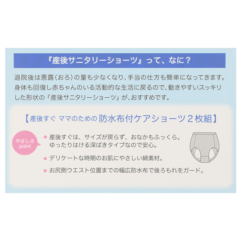 産後すぐママのための防水布付ケアショーツ2枚組 ネイビー ネイビー M~L