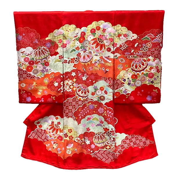 【お取り寄せ】女児祝着　都―２２１ レッド