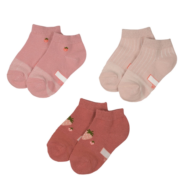 [キッズ]アンクルソックス ３足組　いちご　ピンク ピンク 13~18cm