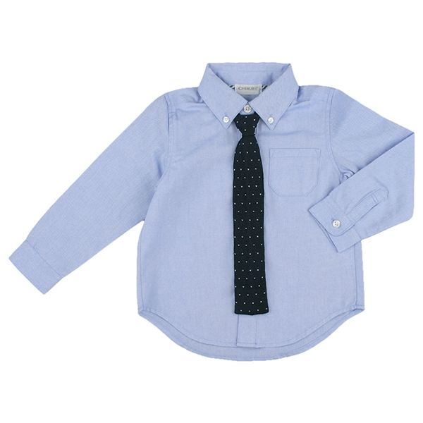 【SALE】[キッズ]長袖シャツ　ニットタイ付　サックス サックス 110cm