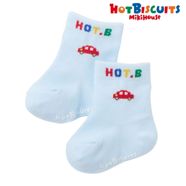 [7~8cm] ベビーソックス サックス　[ミキハウス　ホットビスケッツ] サックス 7~8cm