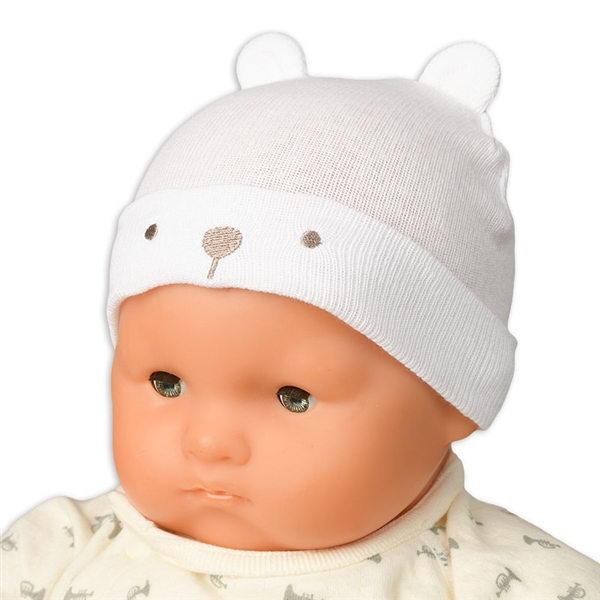 ニット帽 クマ 生まれてすぐにかぶれるサイズ オフホワイト オフホワイト 32~36cm