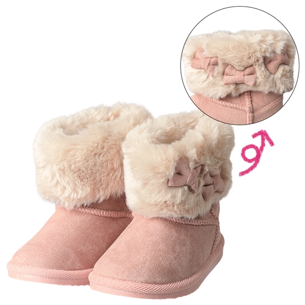 【SALE】[14.0cm]リボンファーブーツ　ピンク ピンク 14.0cm