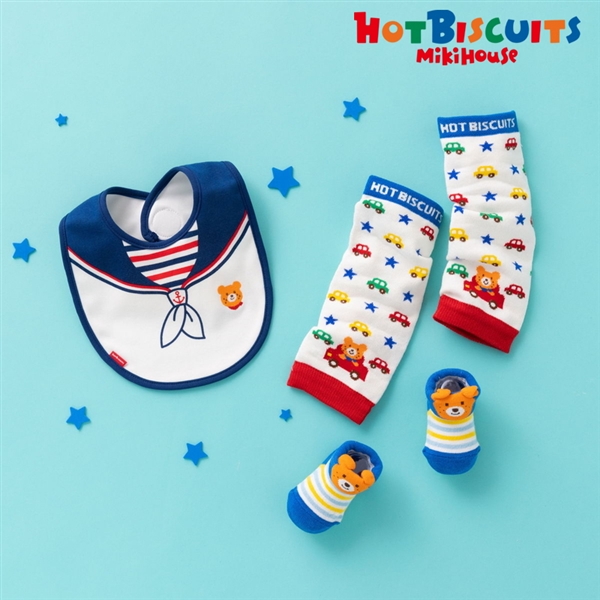 [ギフト]おでかけスタイ＆小物ギフトセット【クリアケース付き】　ブルー　[ミキハウス　ホットビスケッツ] ブルー 9~11cm