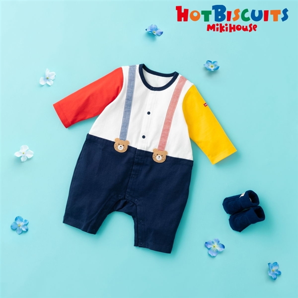 [ギフト] カバーオール＆ソックスセット【BOX付き】 マルチカラー　[ミキハウス　ホットビスケッツ] マルチカラー 70cm