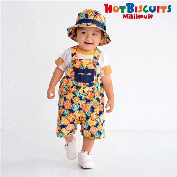 【SALE】[ベビー]オーバーオール　マルチカラー　[ミキハウス　ホットビスケッツ] マルチカラー 70~80cm