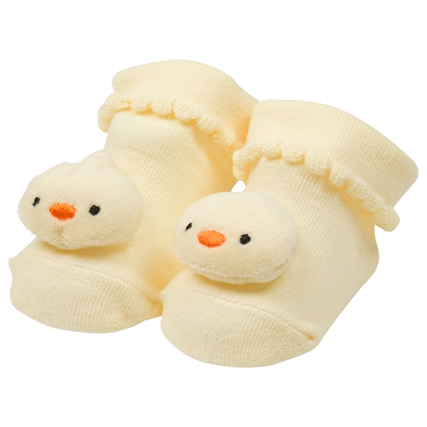 ぬいぐるみ付ソックス ひよこ クリーム 7~9cm