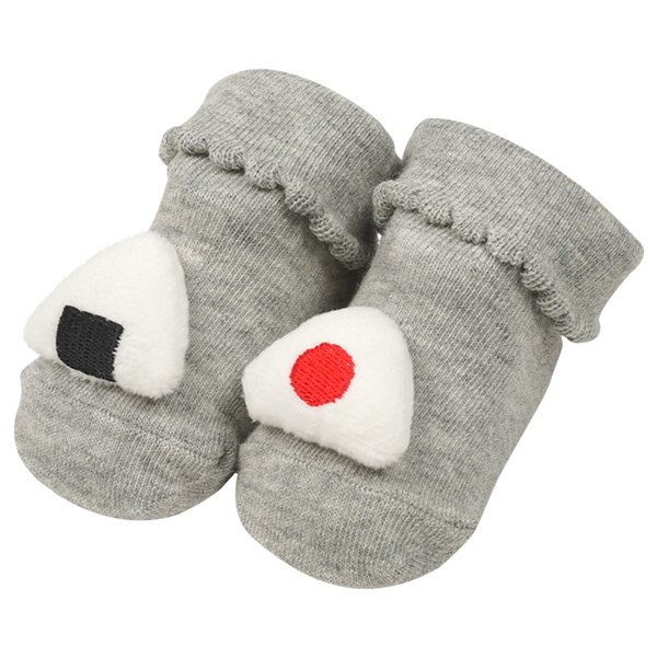 ぬいぐるみ付ソックス　おにぎり グレー 7~9cm