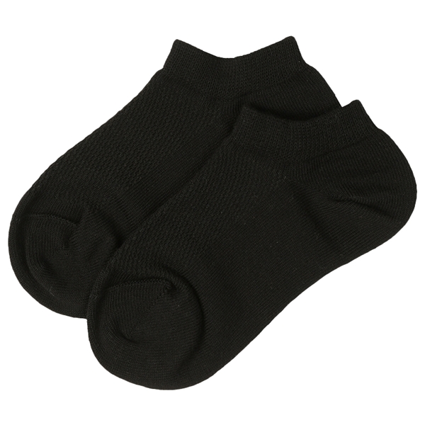 [キッズ]いつものソックス　アンクル丈　無地 ブラック ブラック 13~18cm