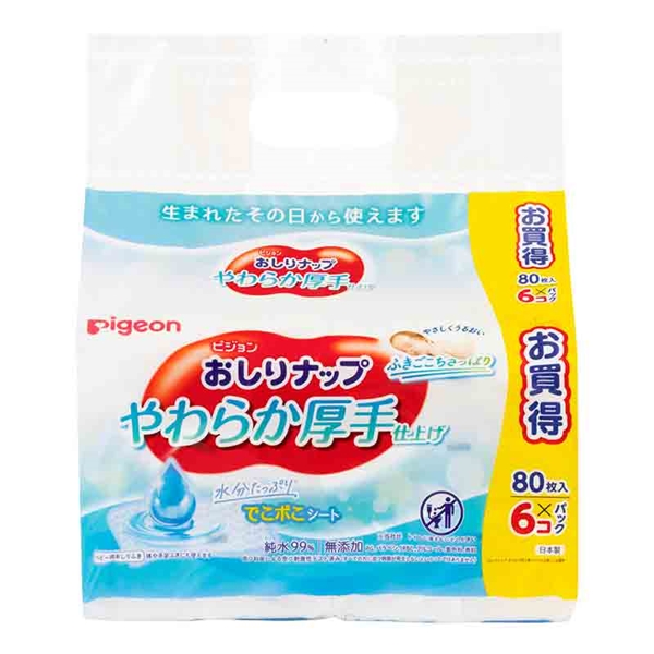 おしりナップ やわらか厚手仕上げ 80枚×6パック 厚手