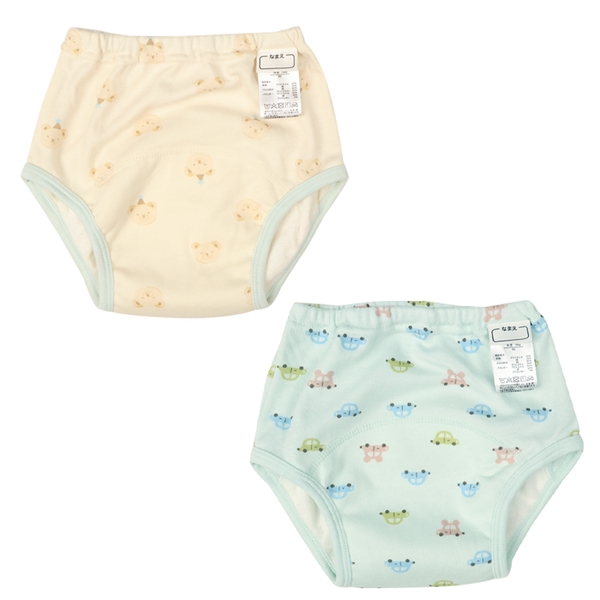 【SALE】3層トレーニングパンツ 2枚組 くま×くるま サックス サックス 100cm