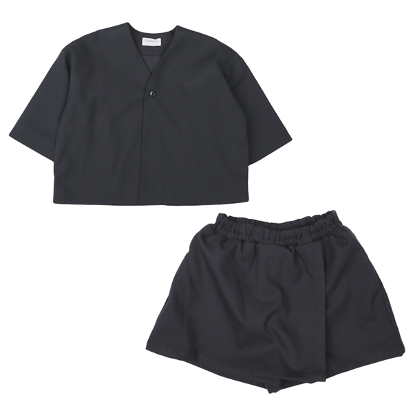【再値下】【SALE】[ベビー]ノーカラージャケットキュロットセットアップ　ネイビー ネイビー 80cm