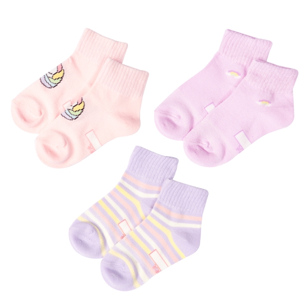 [キッズ]ショートソックス３足組　ユニコーン　ピンク ピンク 13~18cm