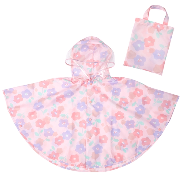 レインポンチョ　おはな　ピンク ピンク 80~95cm